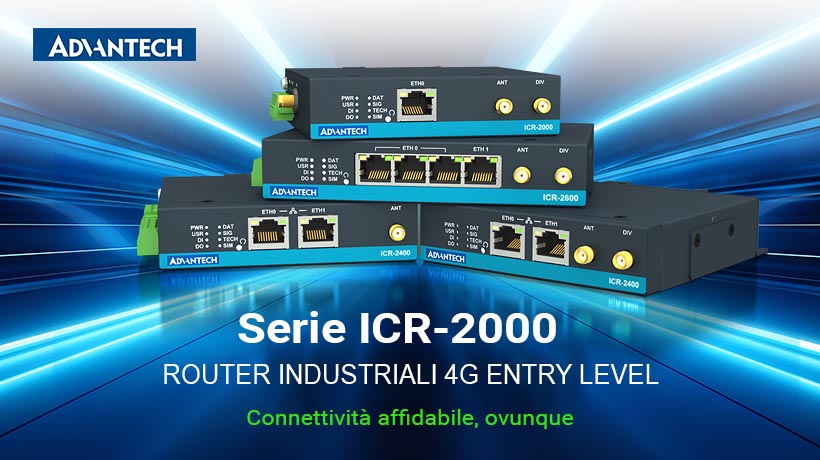 Advantech annuncia aggiornamenti alla serie ICR-2000/2400/2500/2600 di router cellulari 4G industriali entry-level